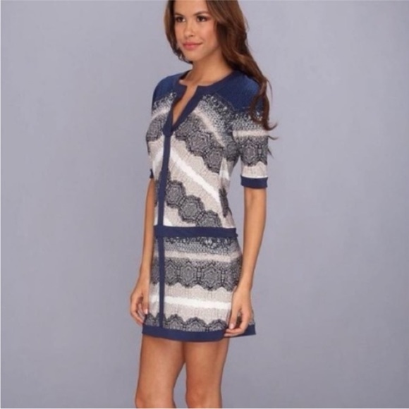 BCBGMaxAzria Blue and White Mini Dress - Picture 3 of 4